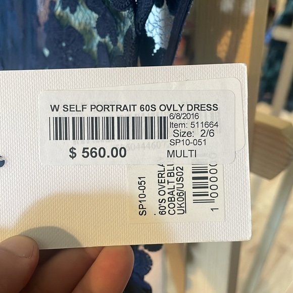 Brand new! “Self Portrait” dress. Blue lace overlay. Size 2 US/6 UK. Retail $560 - Picture 3 of 5